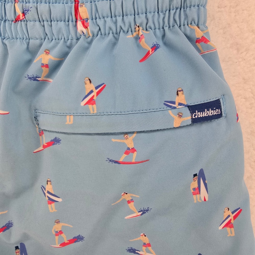 Chubbies‎ Swim Trunks Small Mens Blue Surfboard Print Elastic Waist - Picture 13 of 14
